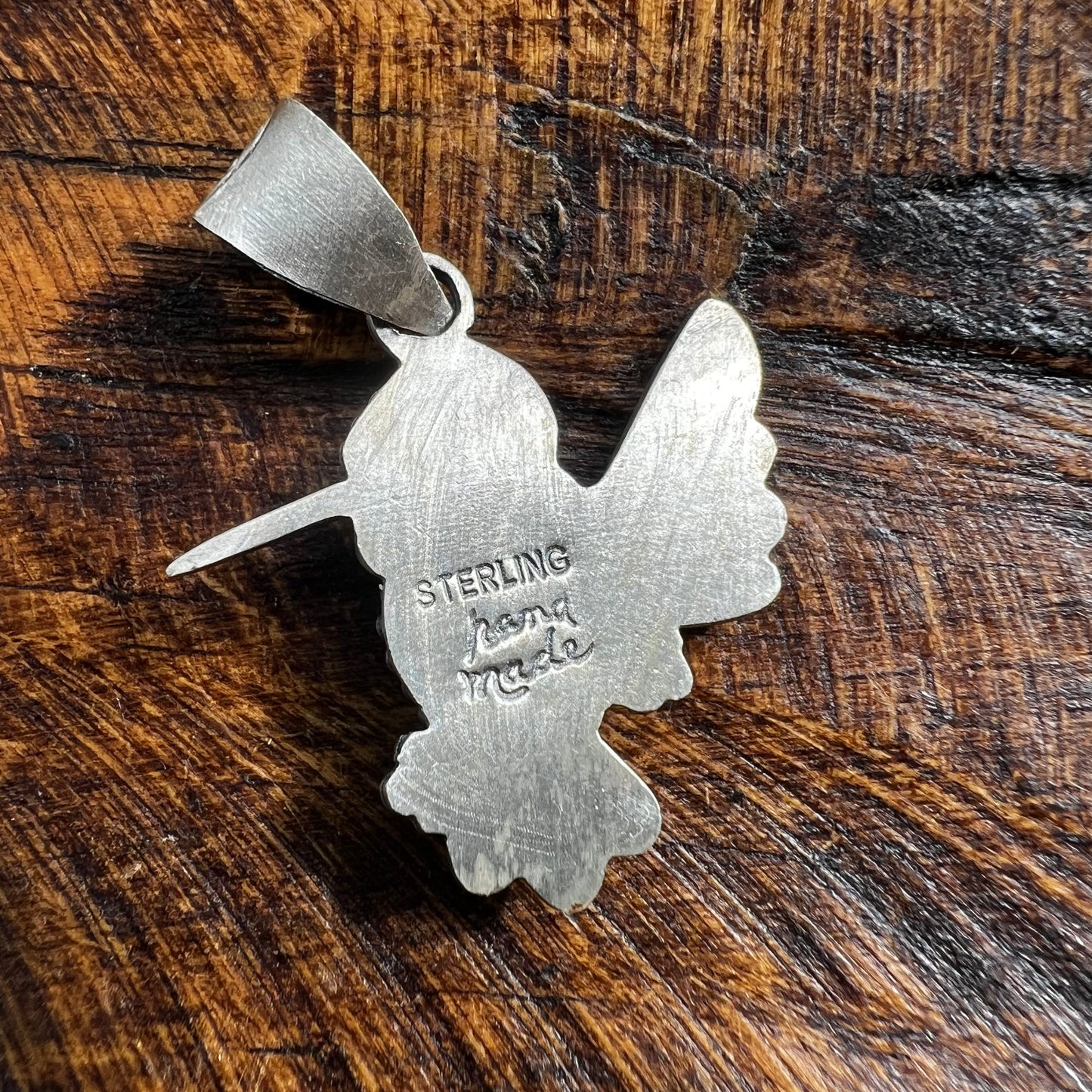 Sterling Silver Pink Queen Conch Hummingbird Pendant