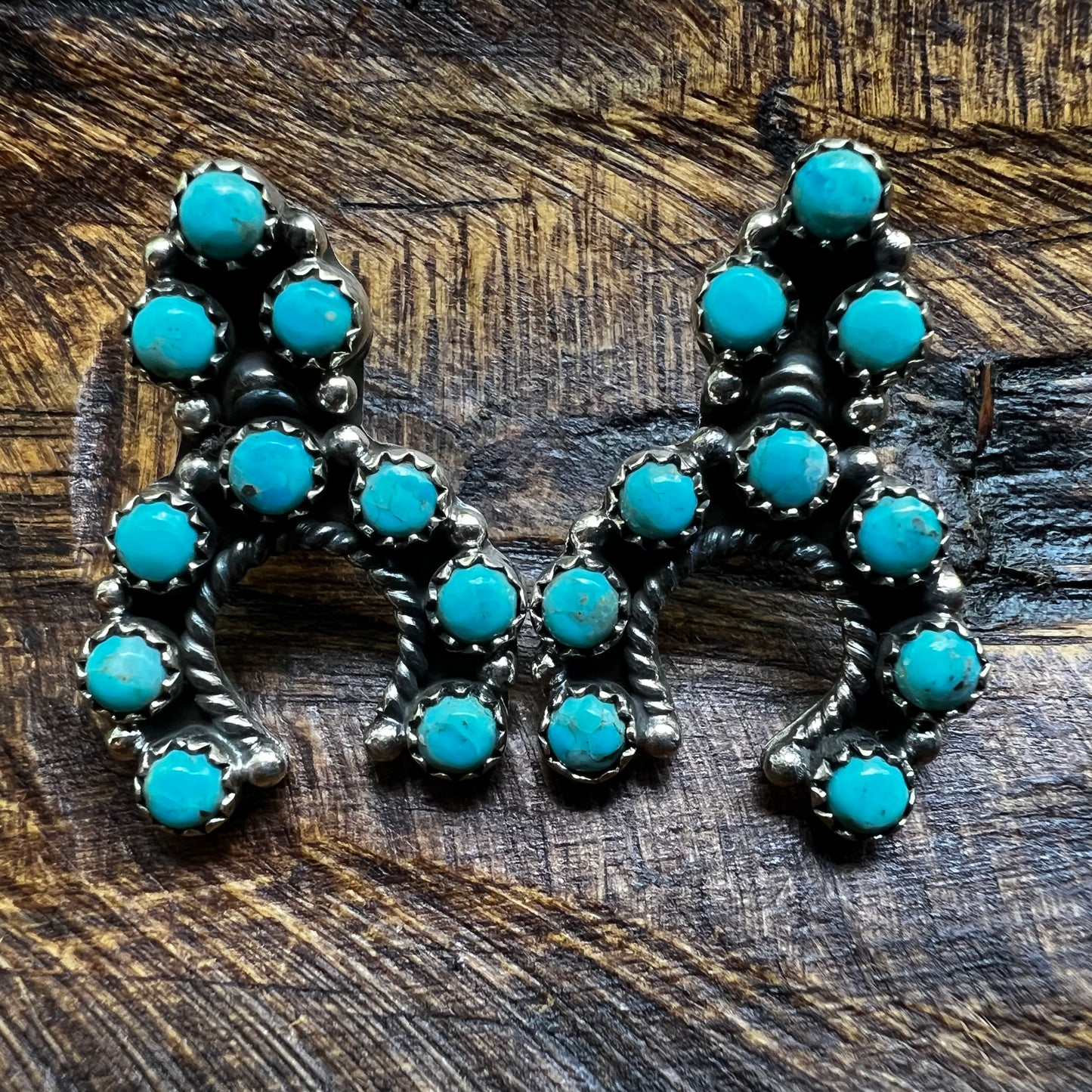 Hada Collection Kingman Turquoise Sterling Silver Naja Earrings
