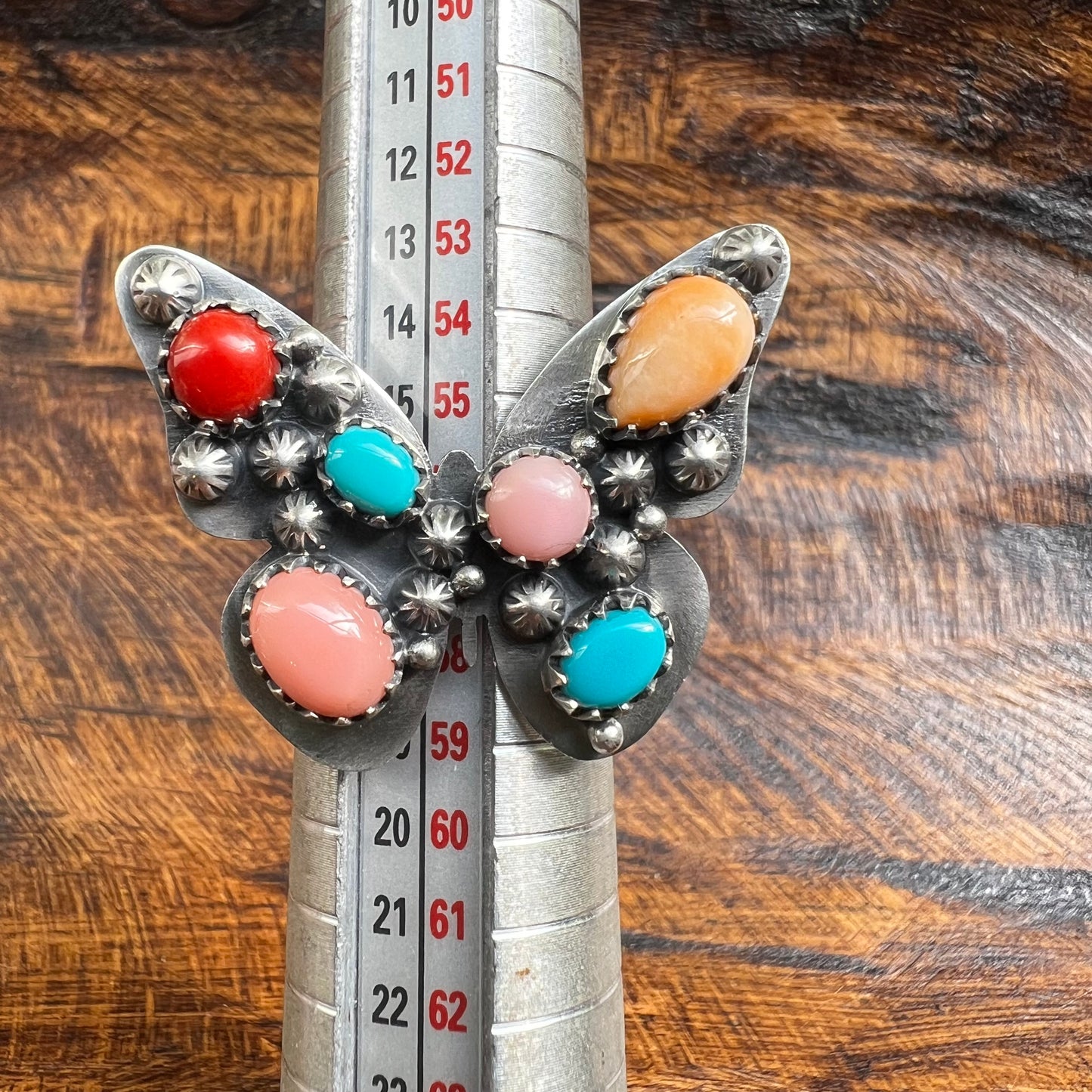 Sterling Silver Multi Stone Butterfly Ring Size 8 Adjustable