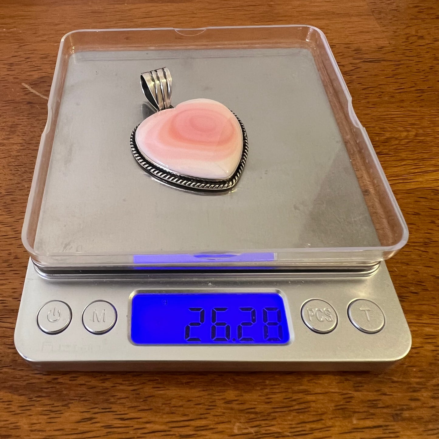 Blush Swirl Queen Conch Heart Pendant