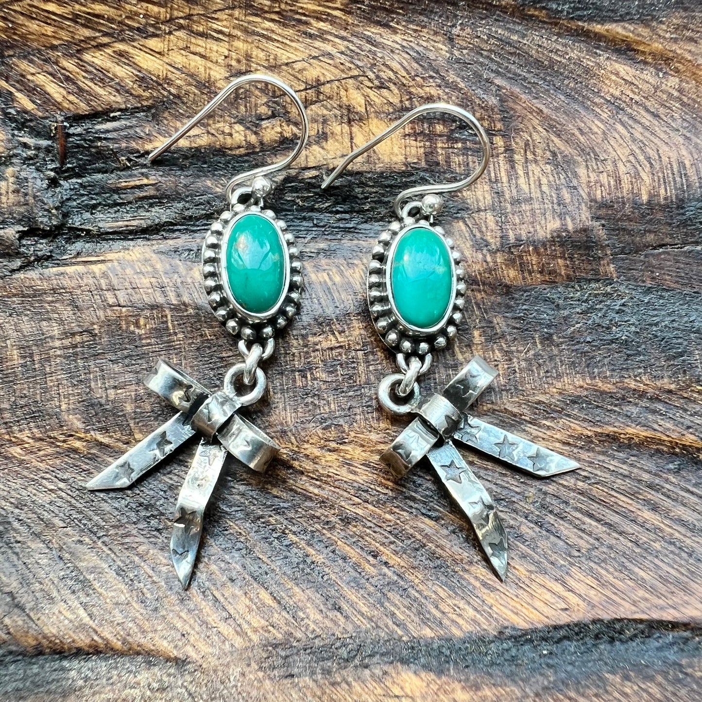 Kingman Turquoise Bow Dangle Earrings