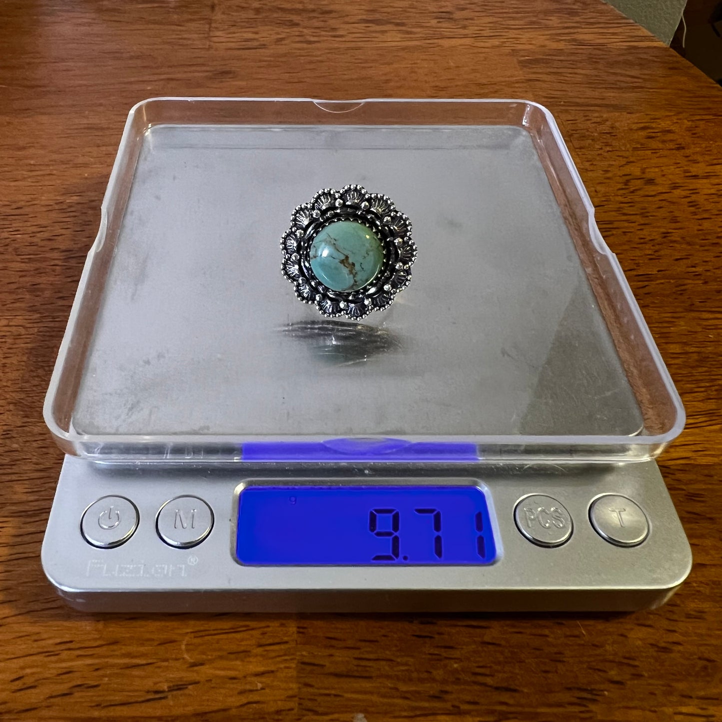 Sterling Kingman Turquoise Statement Ring Size 9  Southwestern