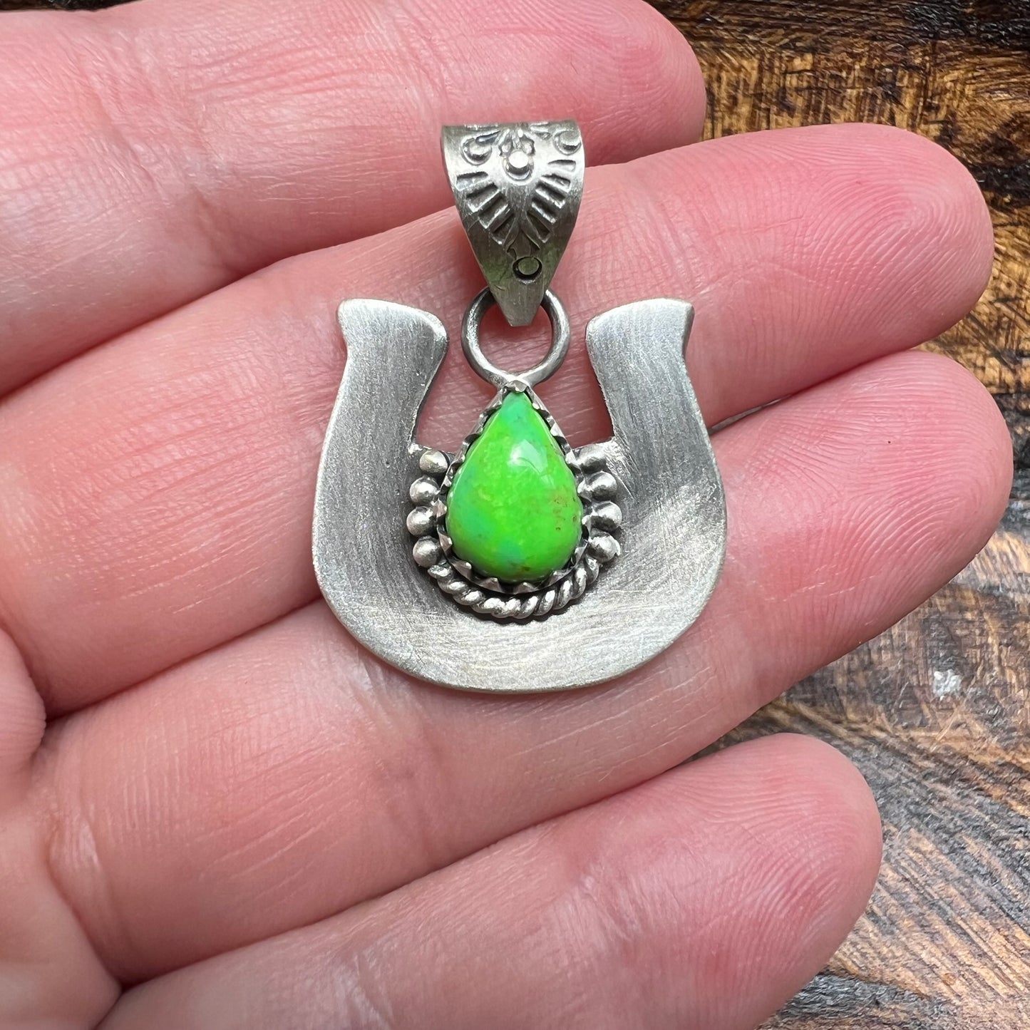 Sterling Silver Sonoran Gold Turquoise Horseshoe Pendant