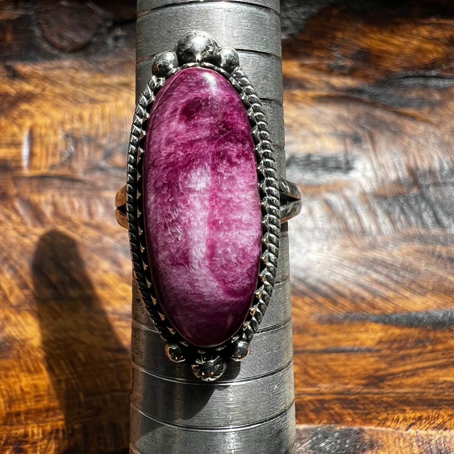 Purple Spiny Oyster Sterling Silver Statement Ring – Size 9