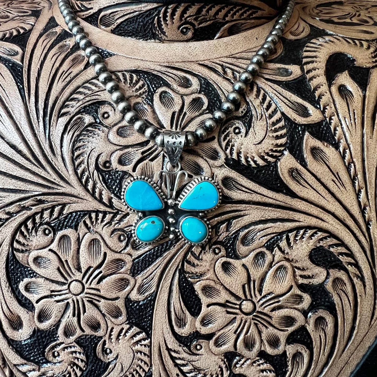 Sterling Silver Kingman Turquoise Butterfly Pendant