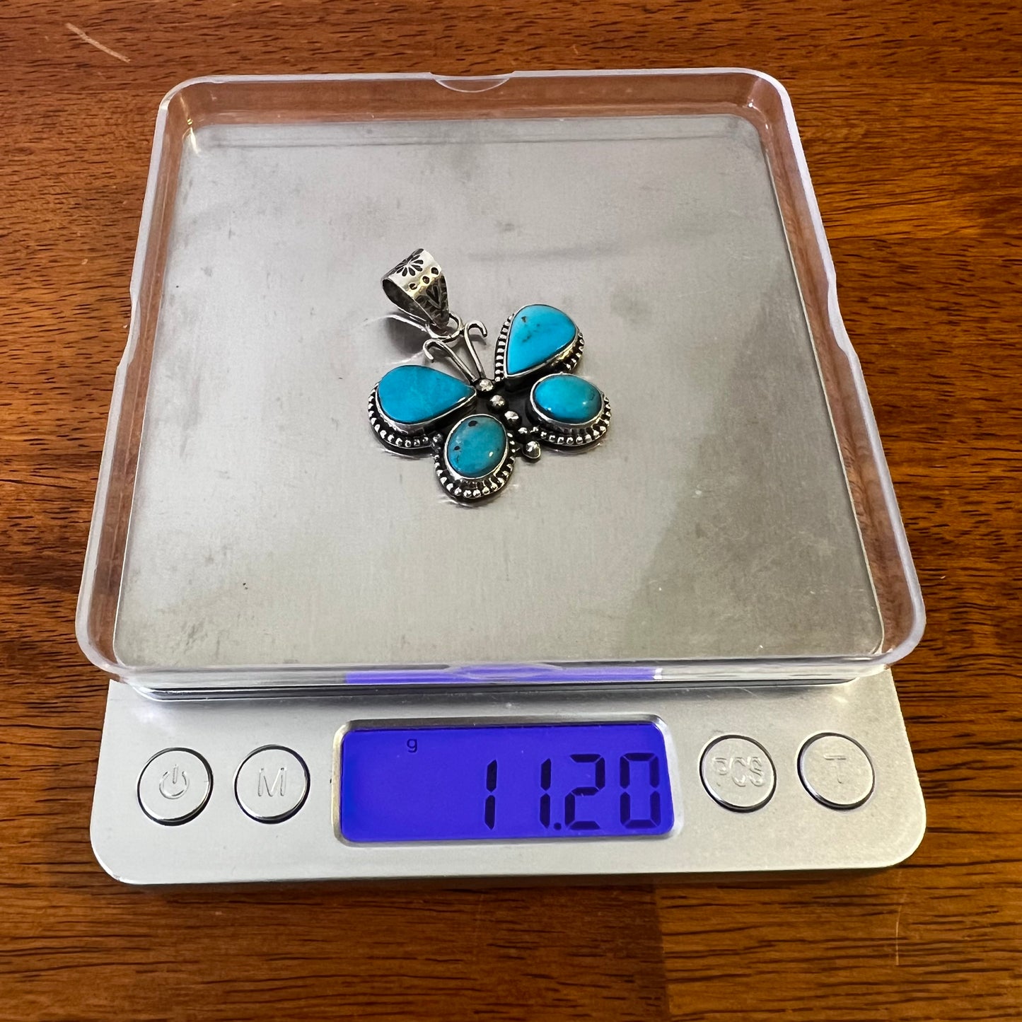 Sterling Silver Kingman Turquoise Butterfly Pendant