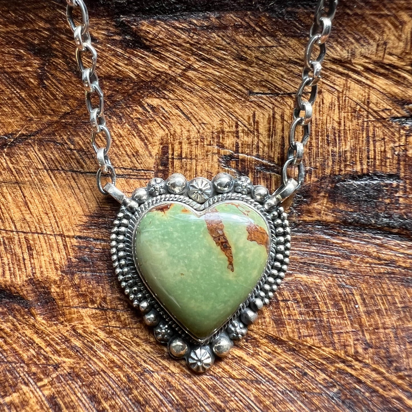 Sterling Silver Kingman Turquoise Heart Necklace