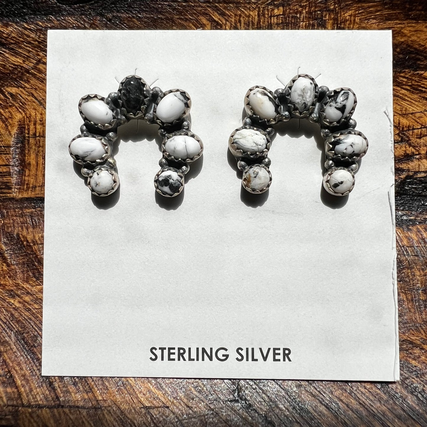 White Buffalo Naja Sterling Silver Stud Earrings