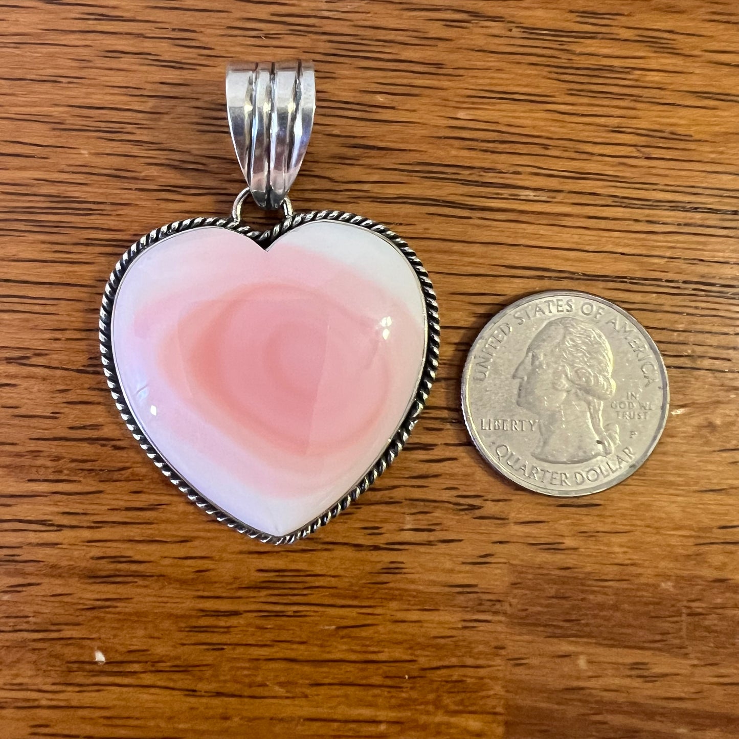 Blush Swirl Queen Conch Heart Pendant