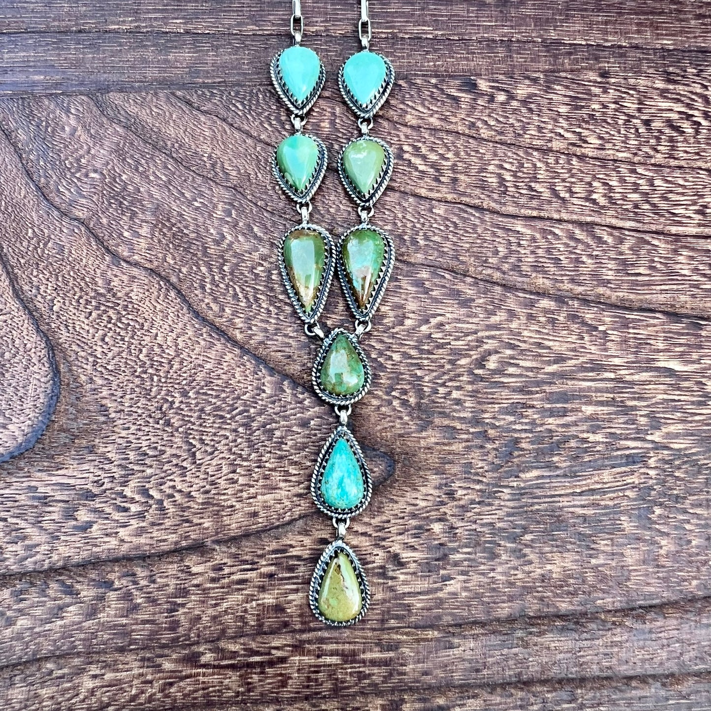 Kingman Turquoise Lariat Necklace – Handcrafted Sterling Drop Statement