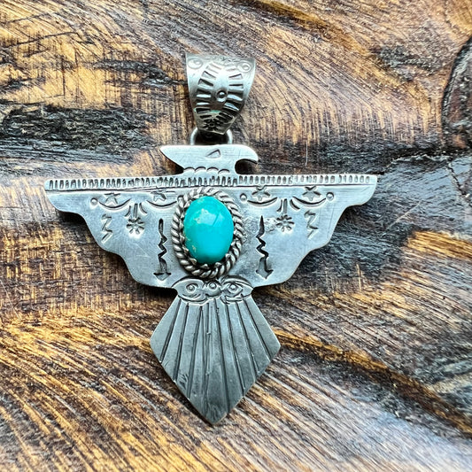 Kingman Turquoise Thunderbird Pendant