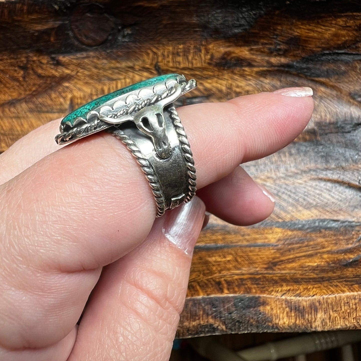 Kingman Turquoise Statement Ring – Wide Band Sterling Silver