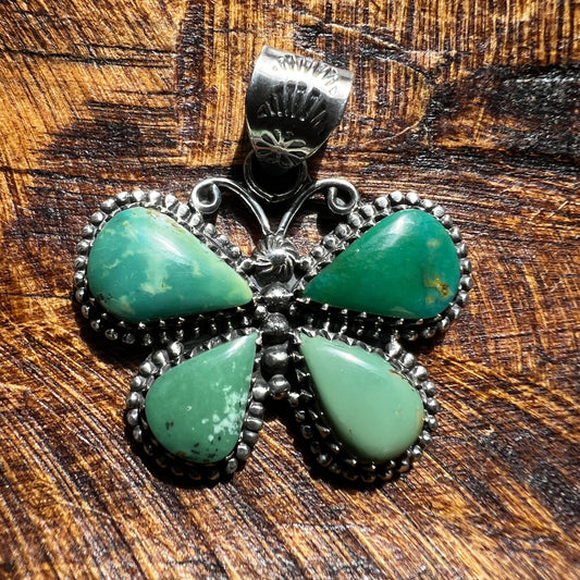 Kingman Turquoise Butterfly Pendant – Sterling Silver