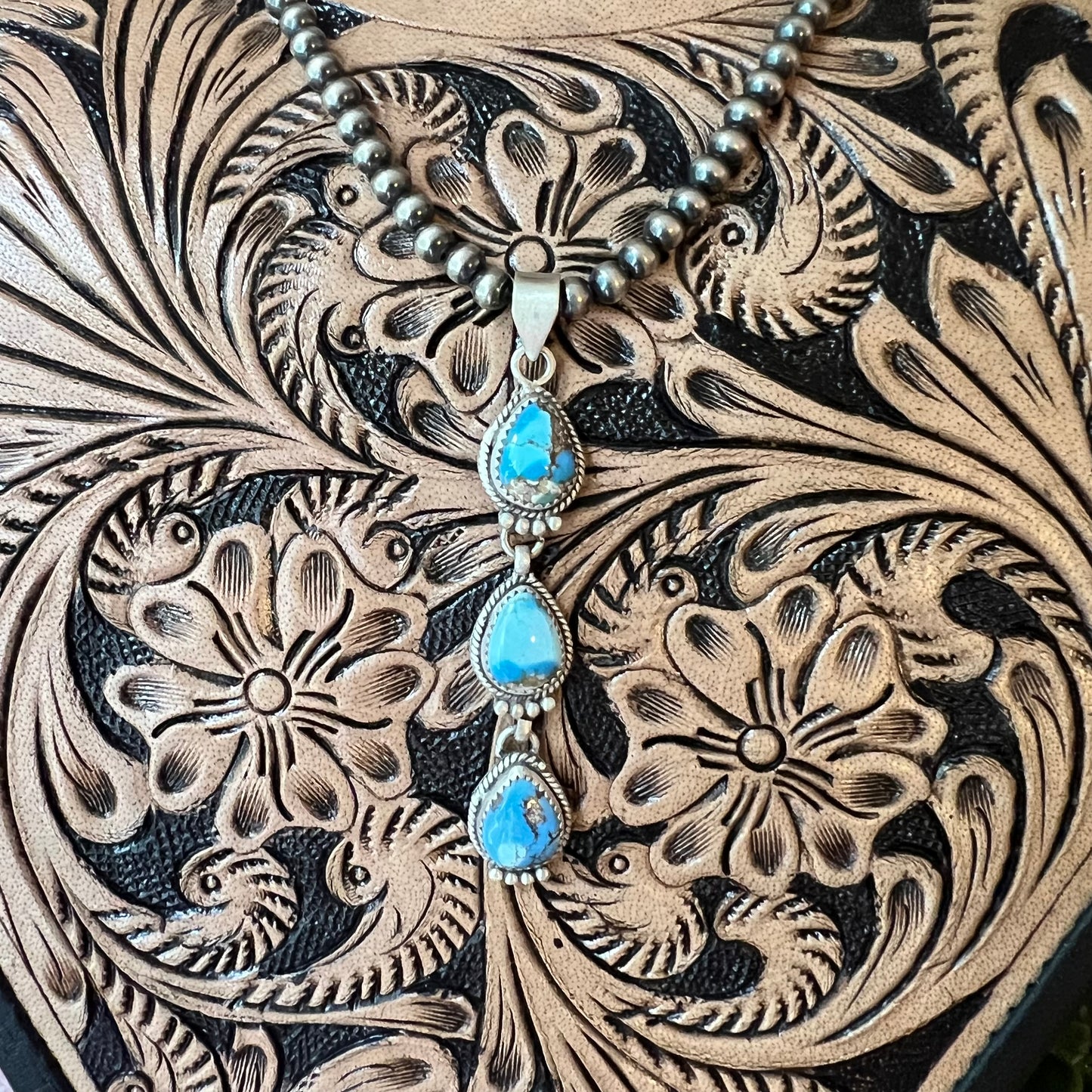 Sterling Silver Golden Hills Turquoise Triple Drop Pendant