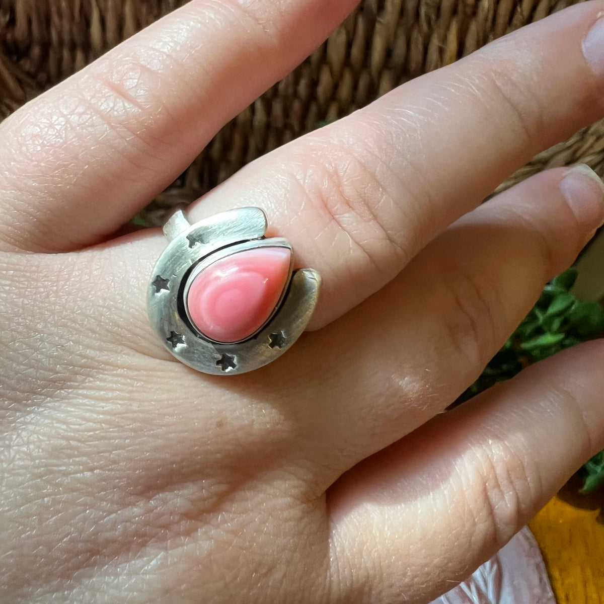 Sterling Silver Horseshoe Statement Ring – Turquoise, Spiny Oyster & Queen Conch Options