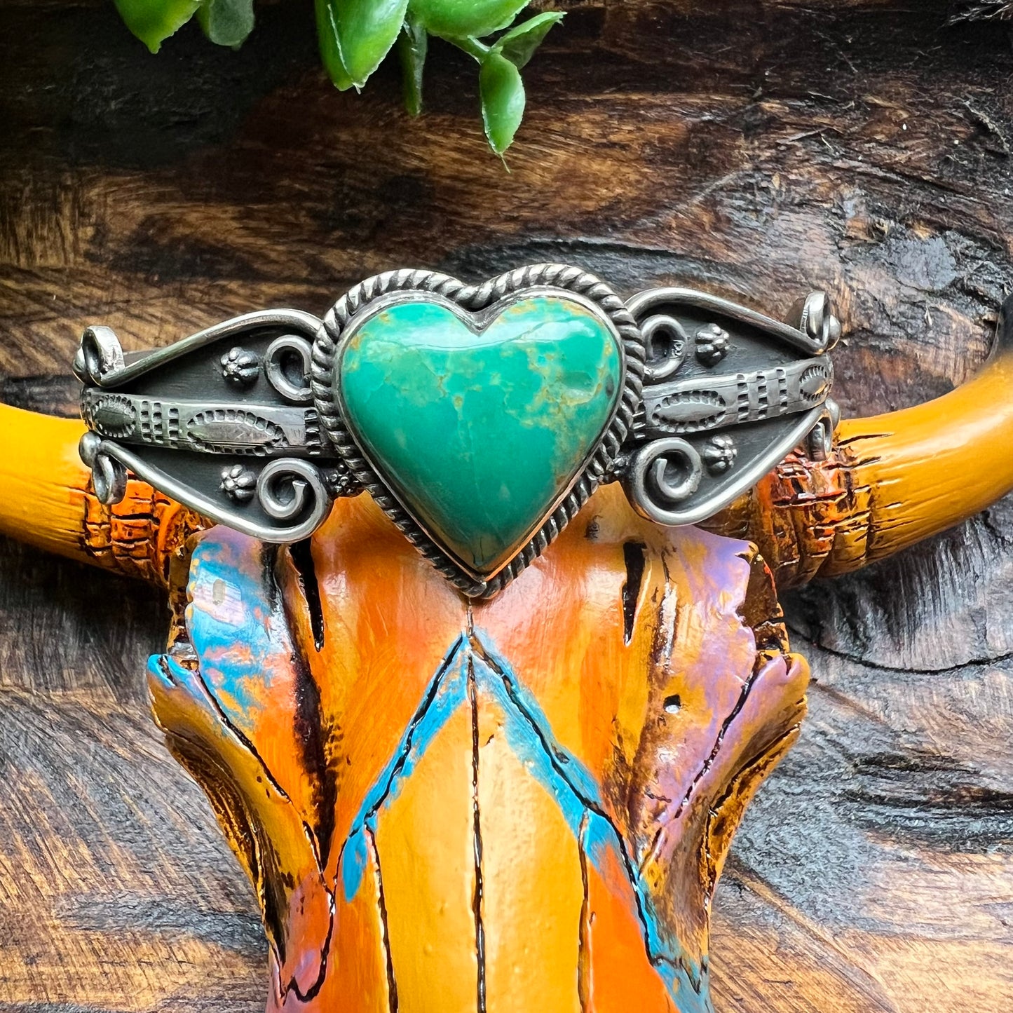 Kingman Turquoise Heart Cuff Bracelet