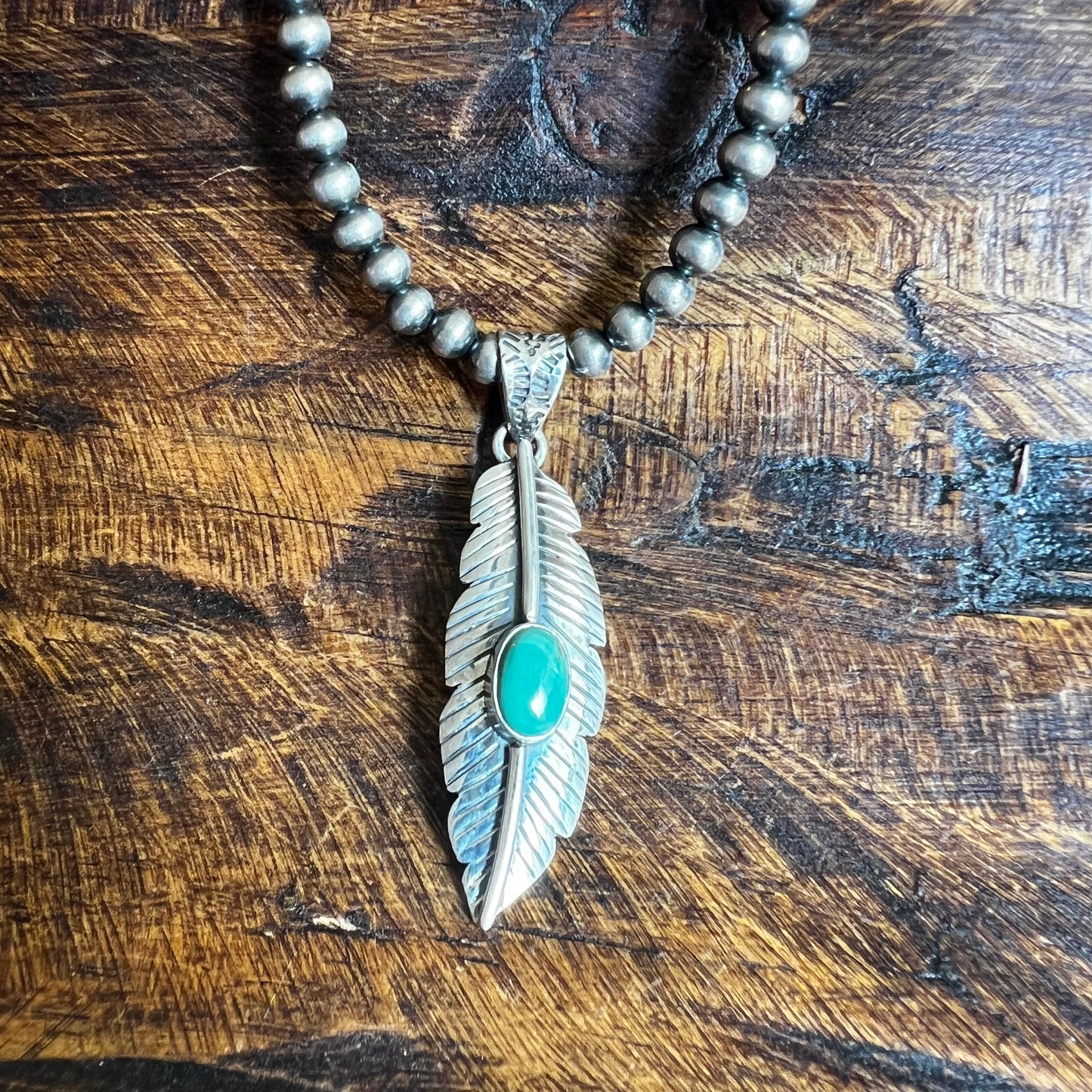 Sterling Silver | Kingman Turquoise Feather Pendant