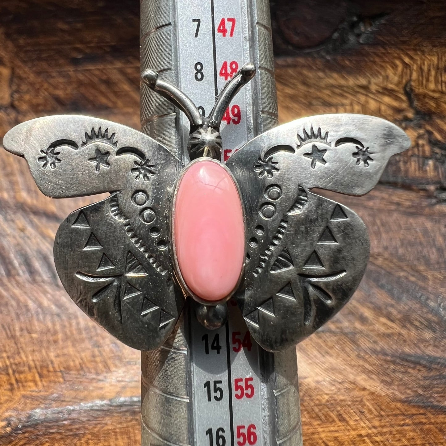 Pink Queen Conch Moth Ring – Sterling Silver Southwestern Statement Ring