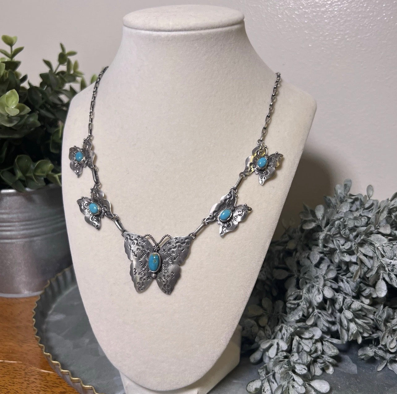 Kingman Turquoise Butterfly Station Necklace