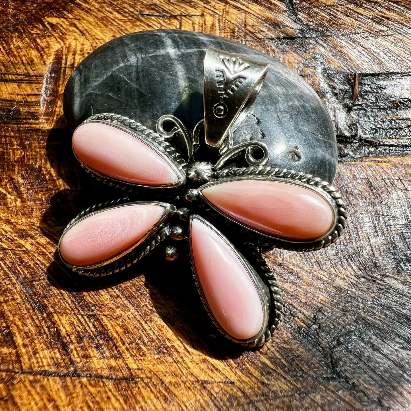 Pink Conch Butterfly Pendant
