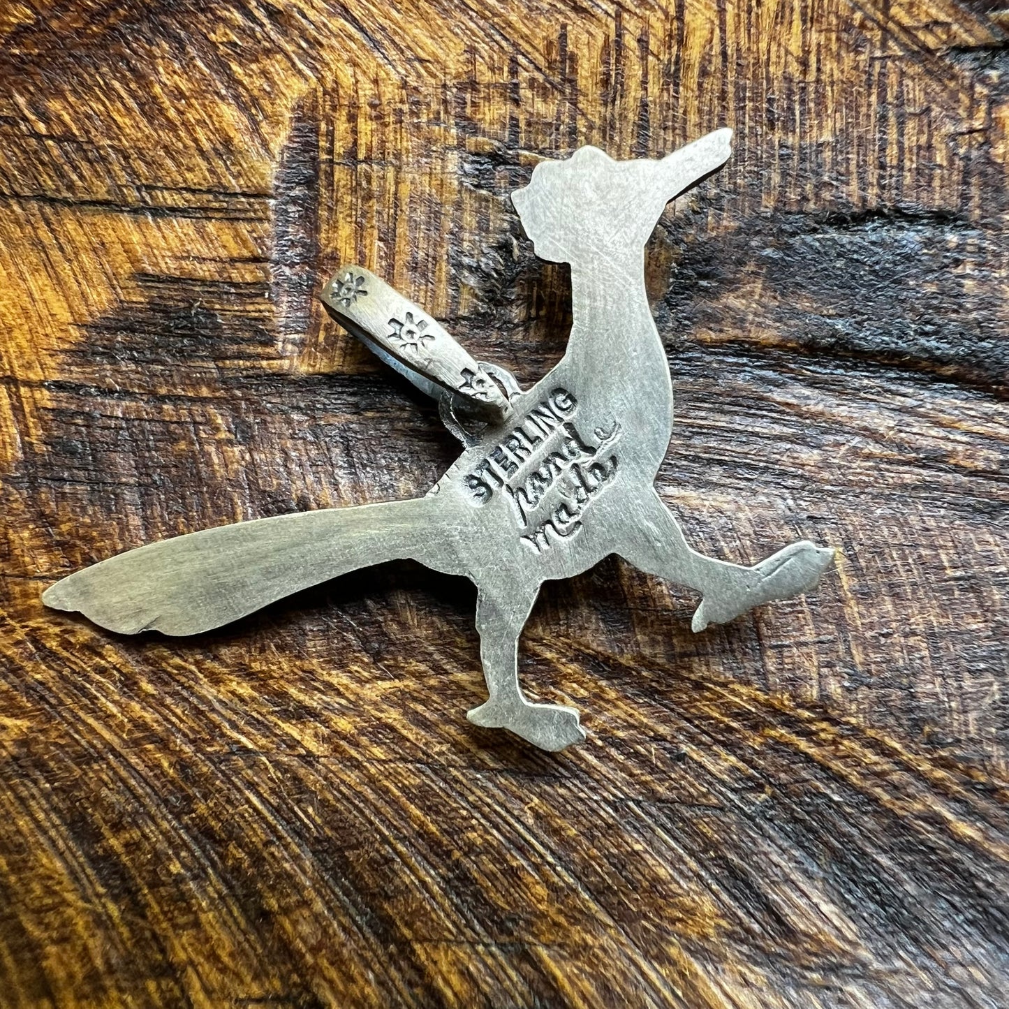 Southwestern Sterling Silver Roadrunner Turquoise Pendant