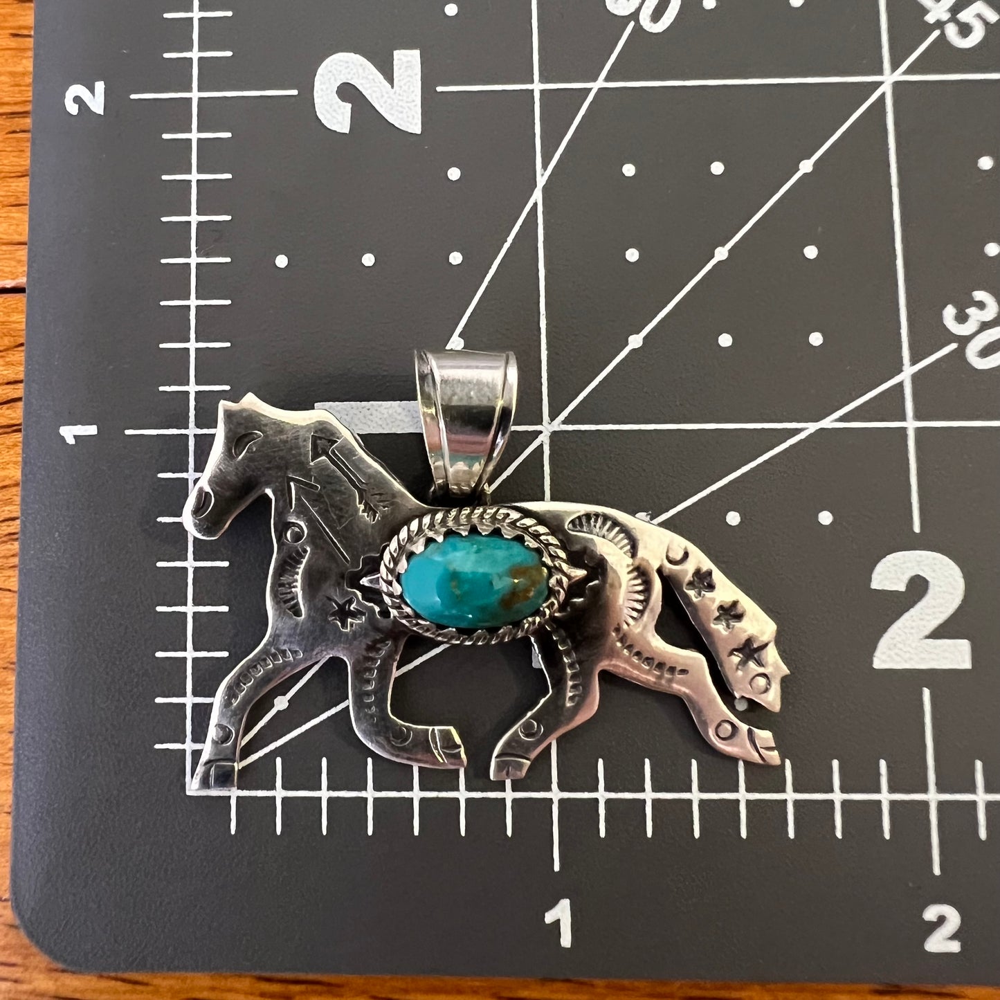 Kingman Turquoise Horse Pendant in Sterling Silver