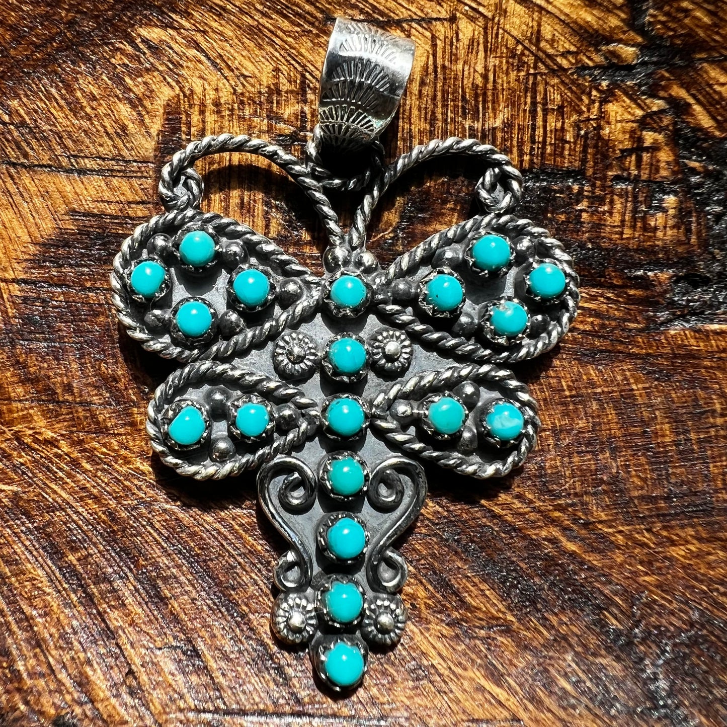 Kingman Turquoise Dragonfly Pendant in Sterling Silver