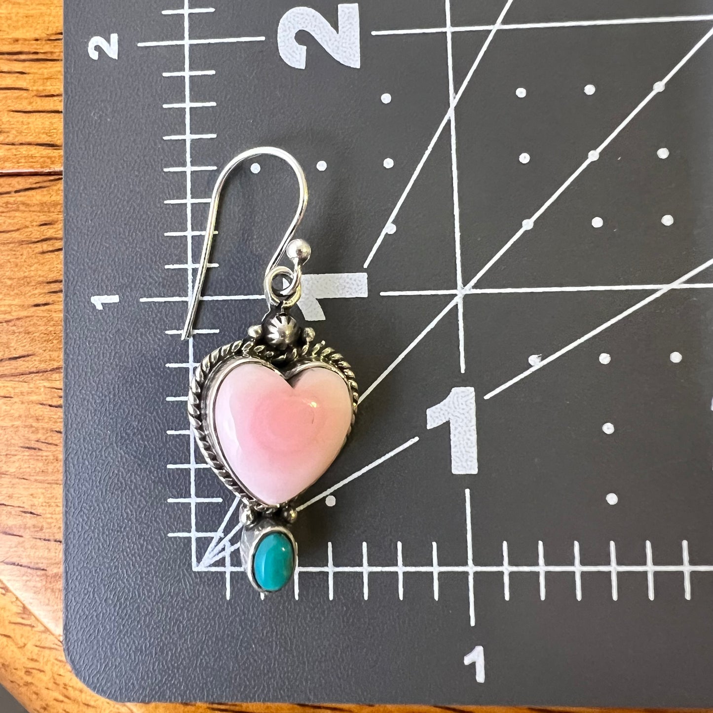 Pink Queen Conch Heart & Turquoise Dangle Earrings – Sterling Silver