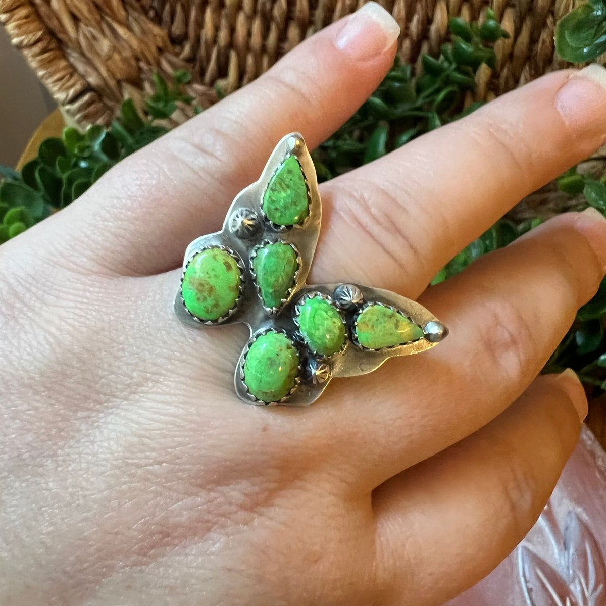 Sterling Silver Butterfly Cluster Ring – Sonoran Gold or Queen Conch