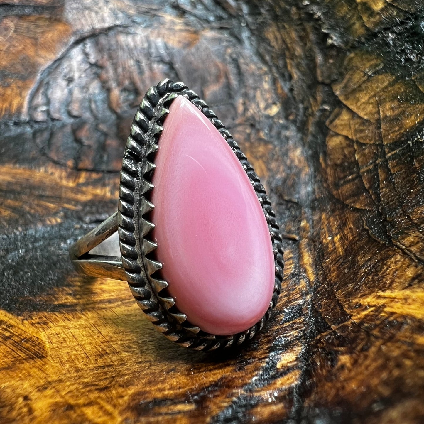 Sterling Silver Queen Conch Ring Size 8 Pink Conch Teardrop Statement