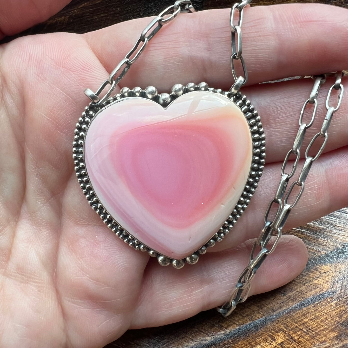 Queen Conch Shell Heart Statement Necklace in Sterling Silver