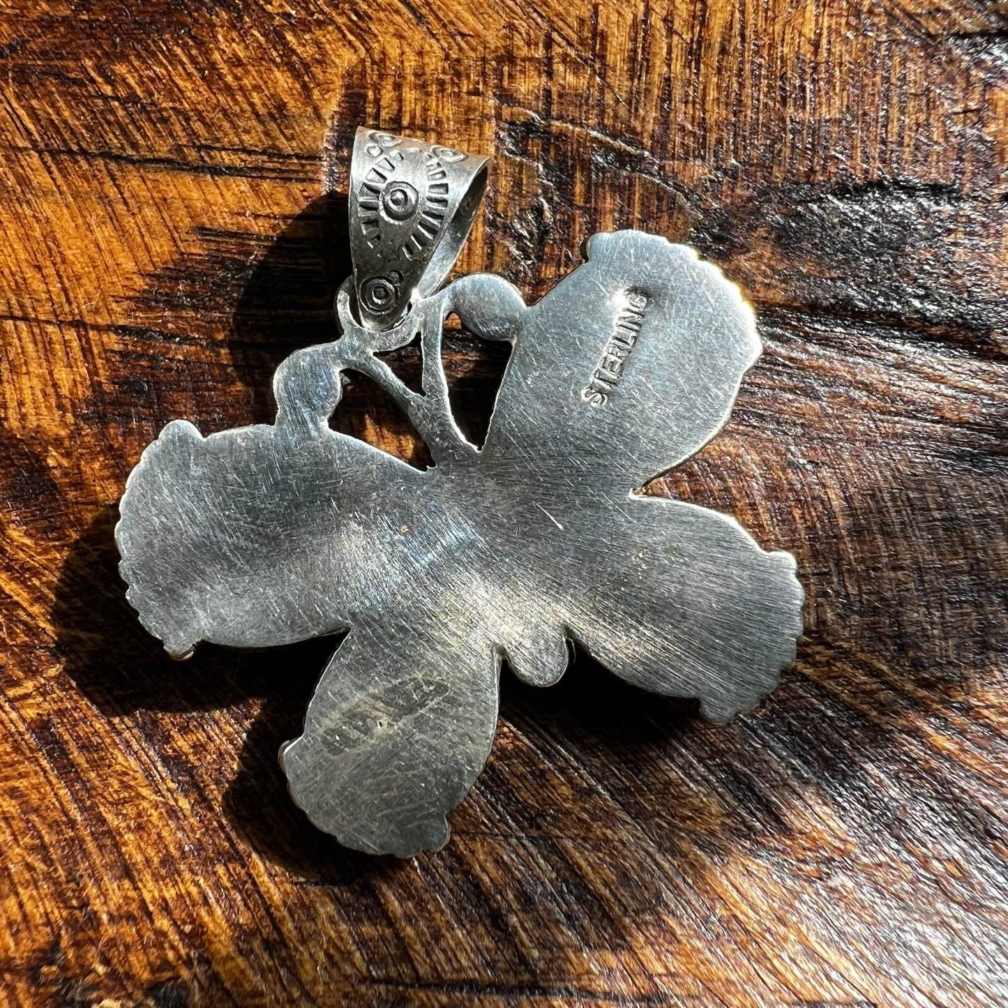 Ribbon Turquoise Statement Butterfly Pendant in Sterling Silver