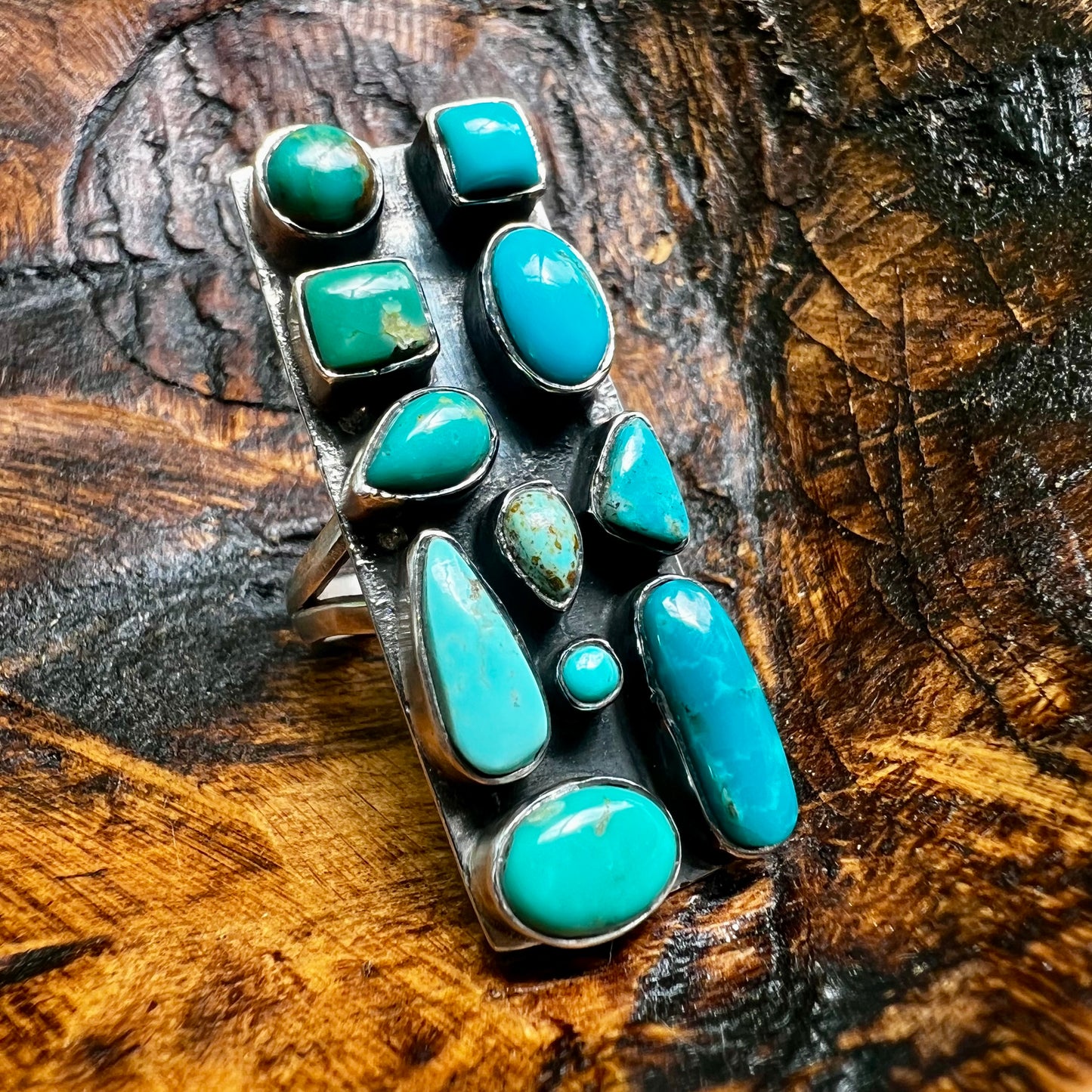 Kingman Turquoise Cluster Statement Ring | Sterling Silver Size 7