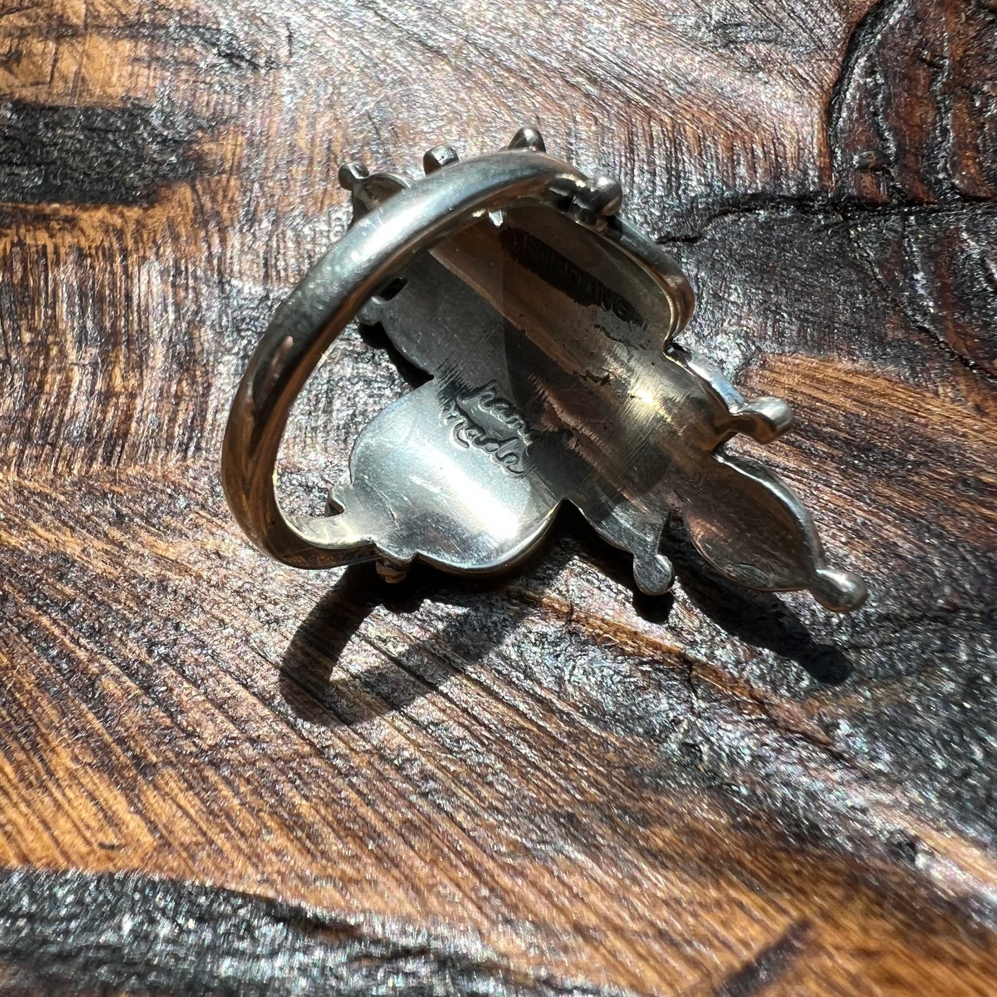 925 Sterling Silver Spiny Oyster Statement Ring Handmade Floral Size 9