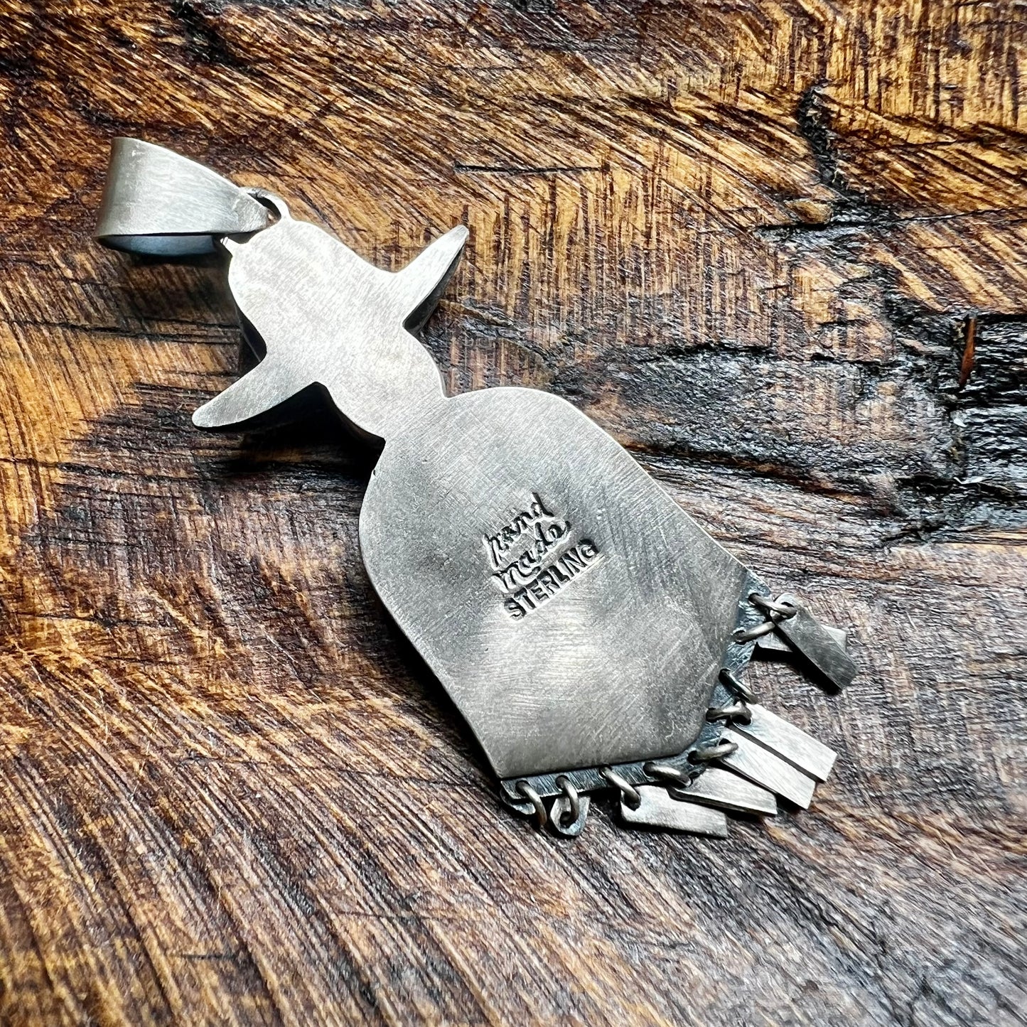 Cowboy Poncho Pendant in Sterling Silver & Kingman Turquoise