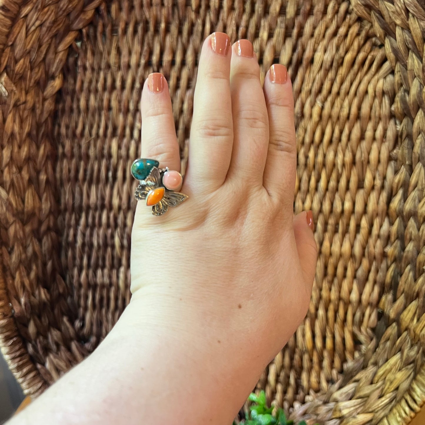 Sterling Silver Multi-Stone Butterfly Ring – Size 6