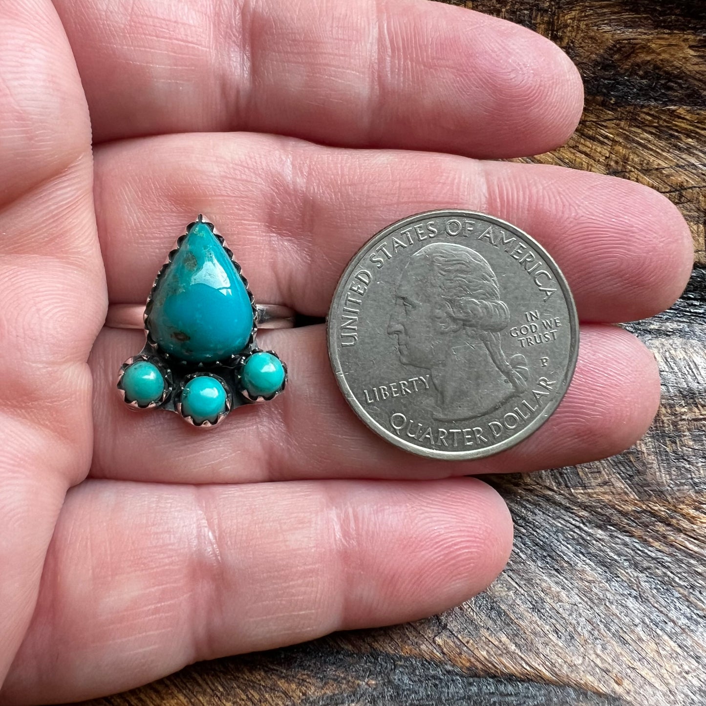 Kingman Turquoise Cluster Ring – Size 9