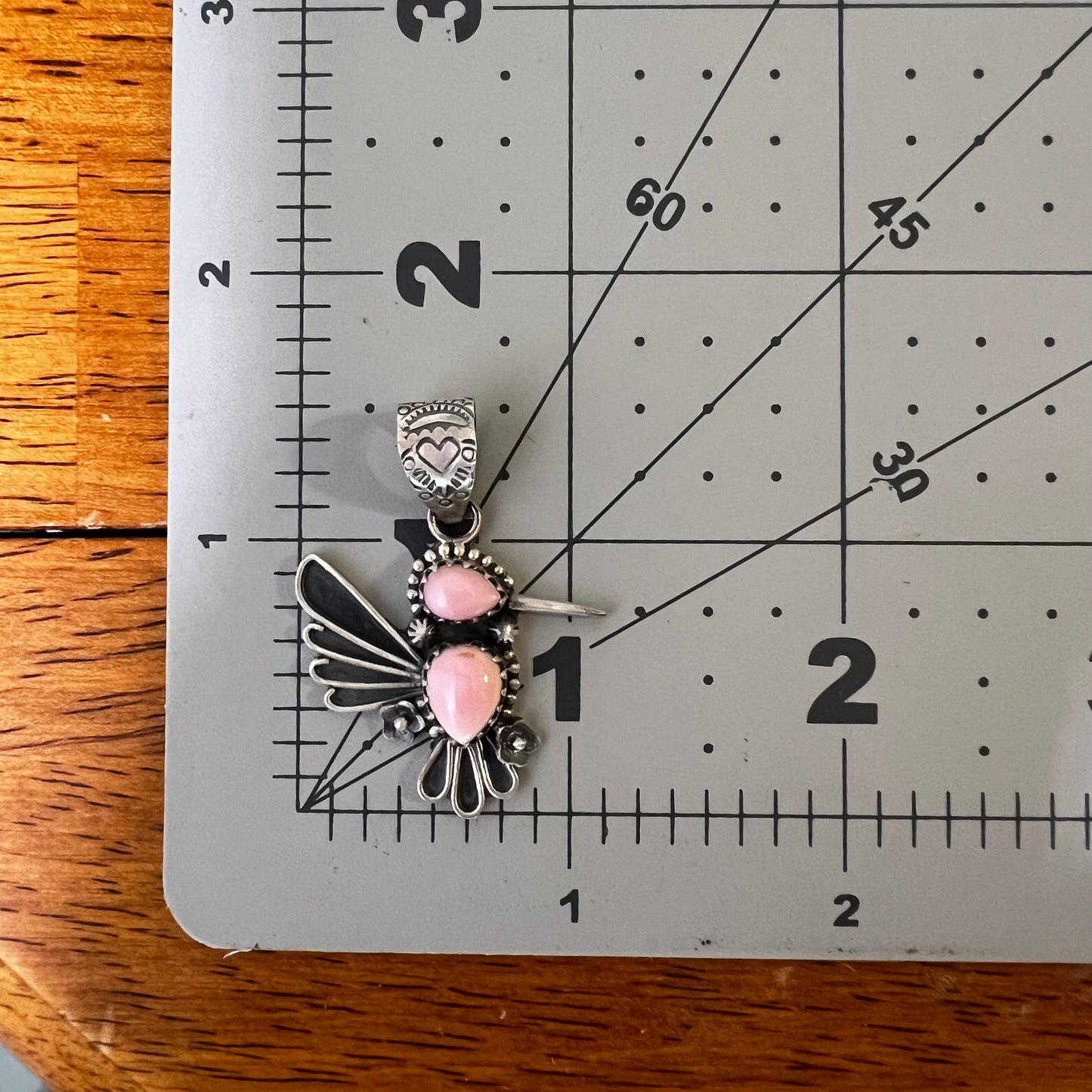 Sterling Silver Pink Queen Conch Hummingbird Pendant