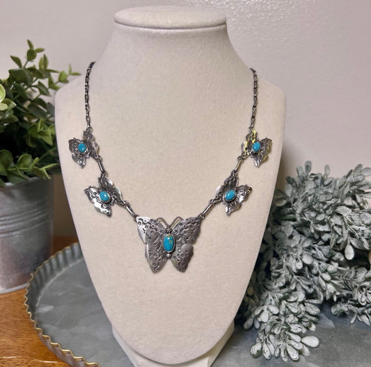 Kingman Turquoise Butterfly Station Necklace