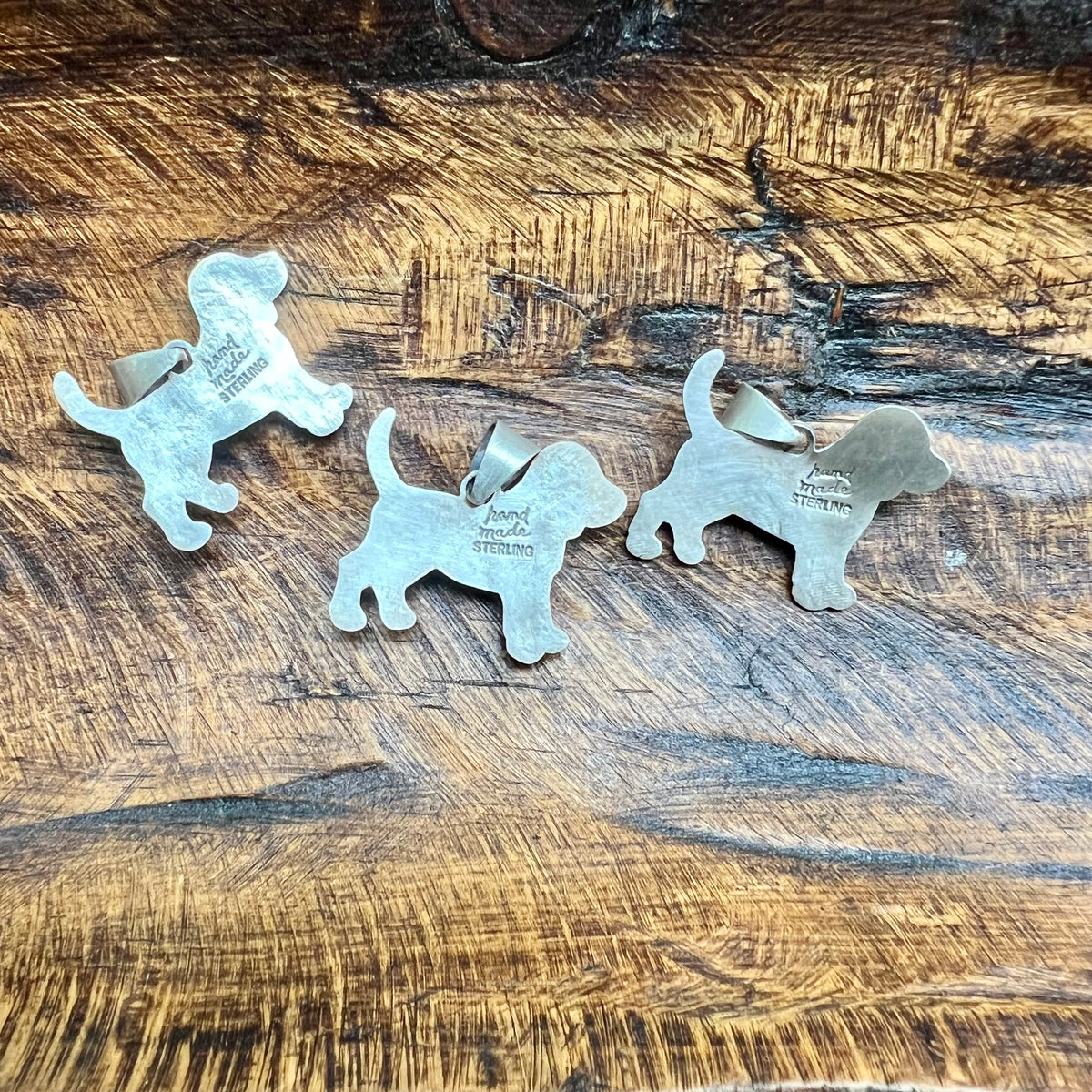 Sterling Silver Dog Pendant – Spiny Oyster, Turquoise or Queen Conch