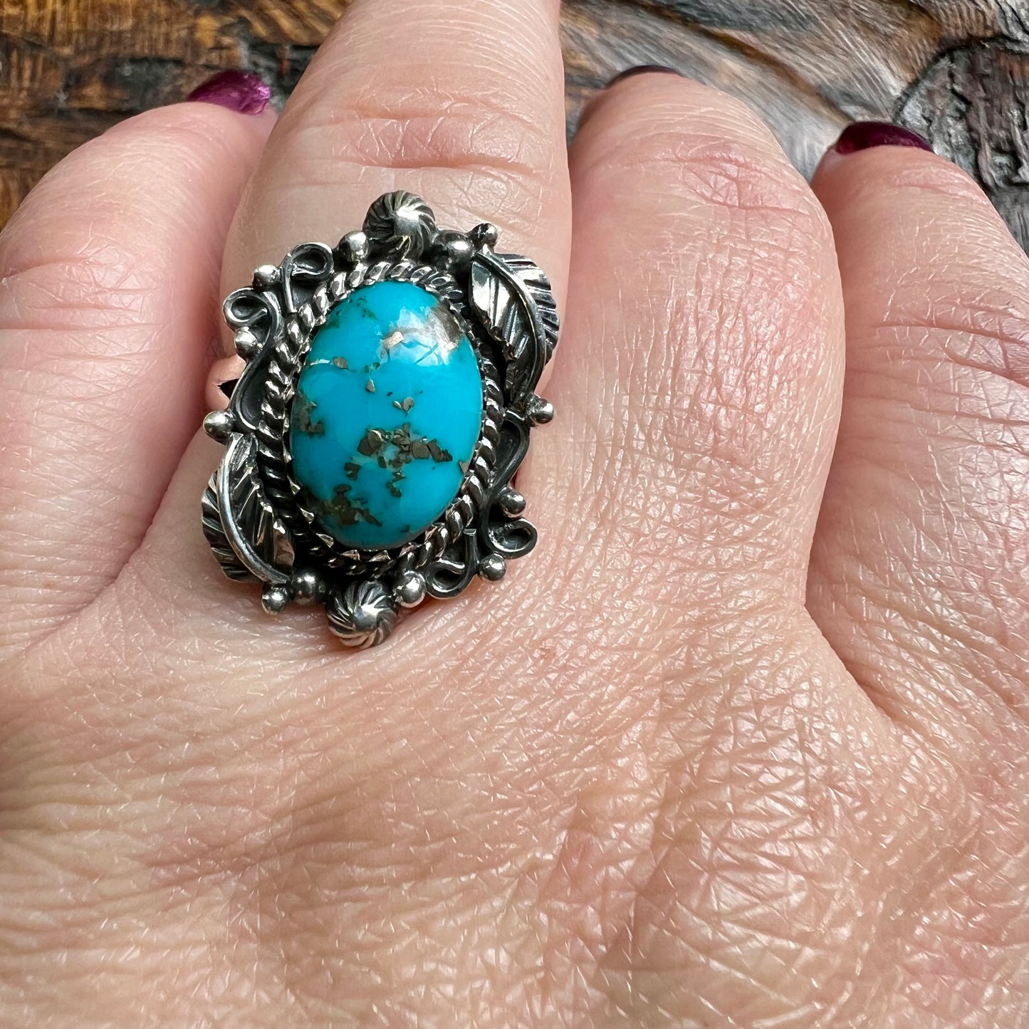 Kingman Turquoise Sterling Silver Statement Ring – Size 8