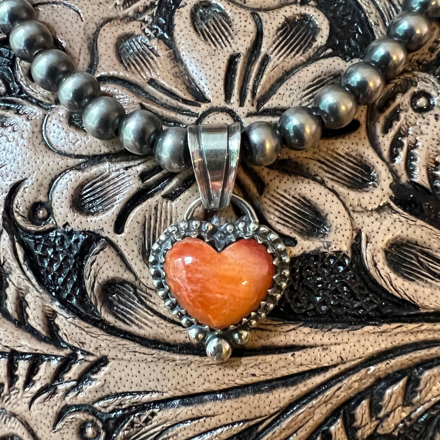 Sterling Silver Spiny Oyster Heart Pendant