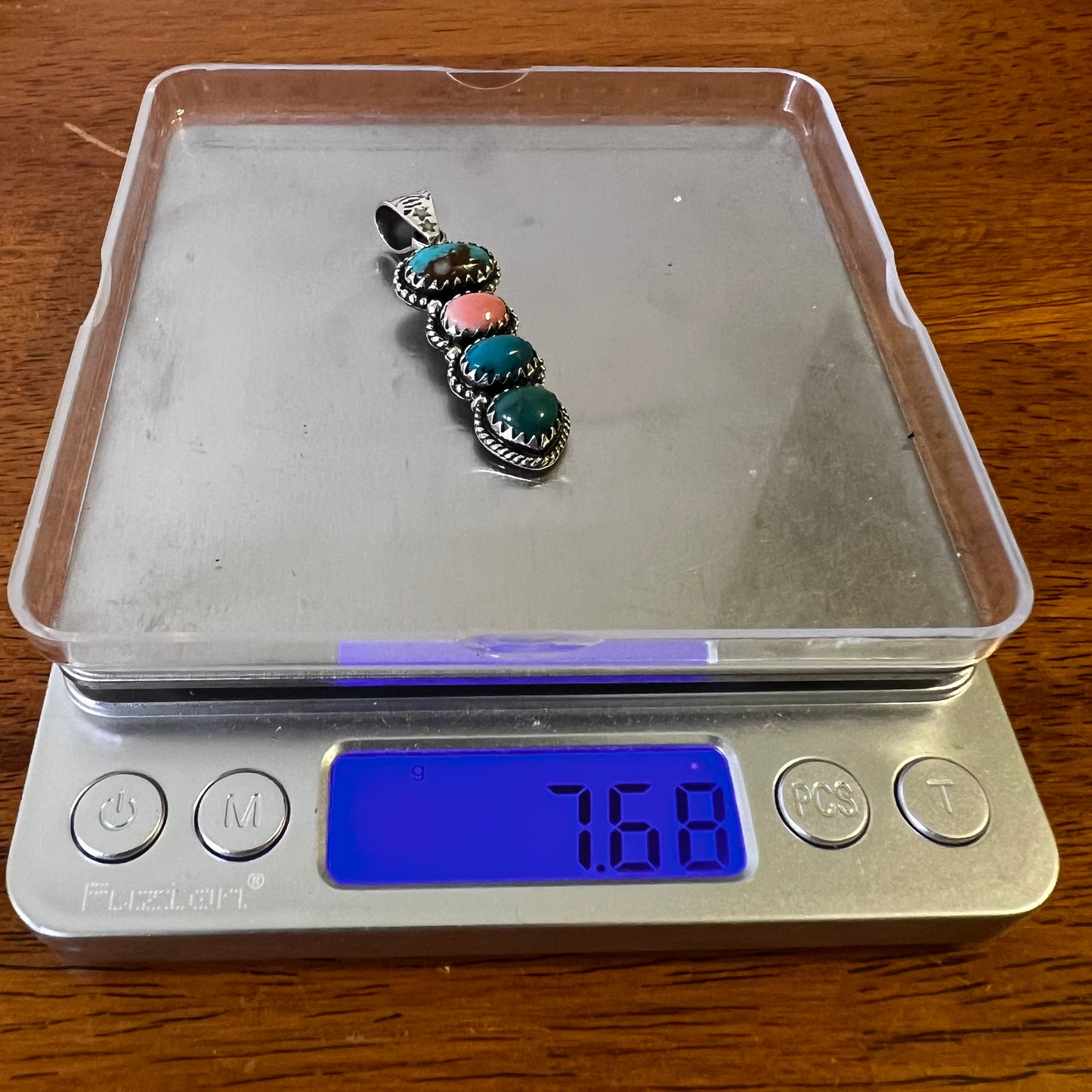 Kingman Turquoise & Queen Conch Multi-Stone Pendant – Sterling Silver Statement