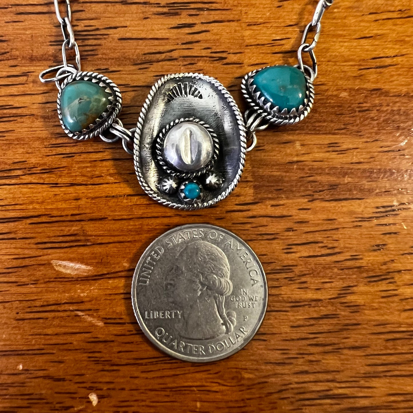 Turquoise Cowboy Hat Sterling Silver Bracelet – 7.5”