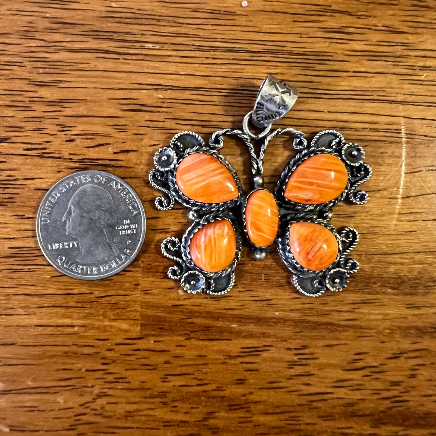 Large Spiny Oyster Butterfly Sterling Silver Pendant