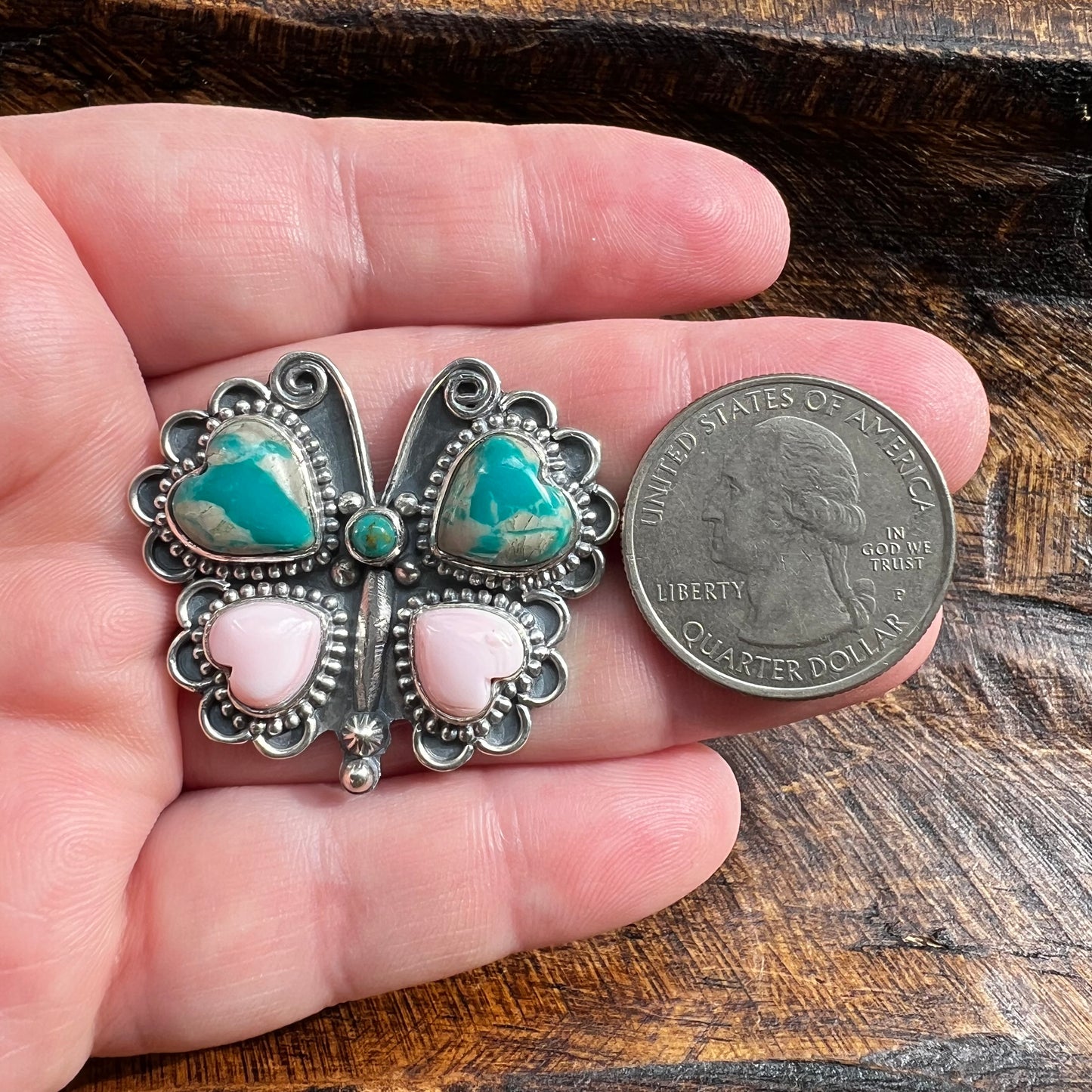 Ribbon Turquoise & Queen Conch Butterfly Statement Ring