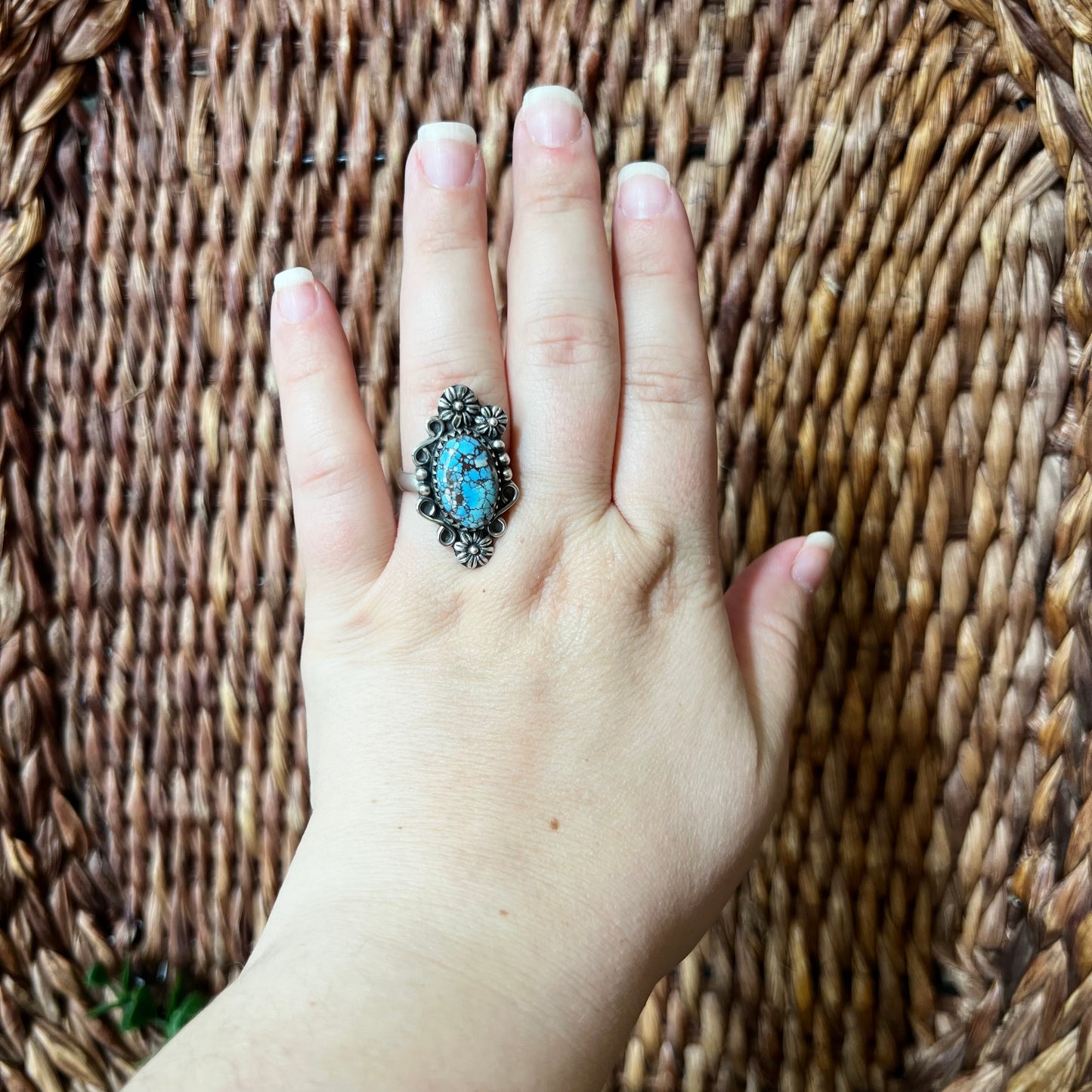 Sterling Silver & Golden Hills Turquoise Ring | Size 9 (Adjustable)