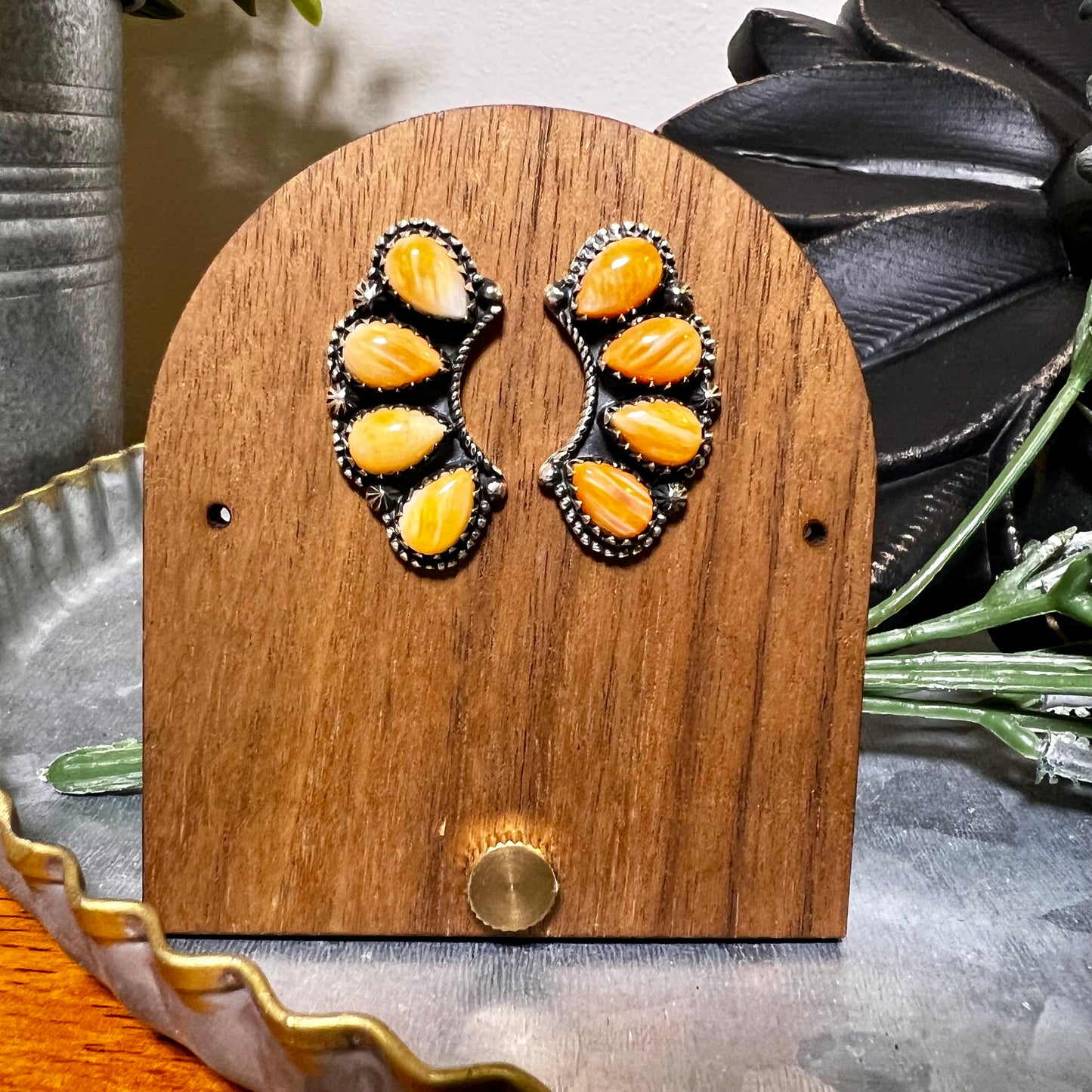 Sterling Silver Spiny Oyster Crawler Earrings | Southwestern Studs