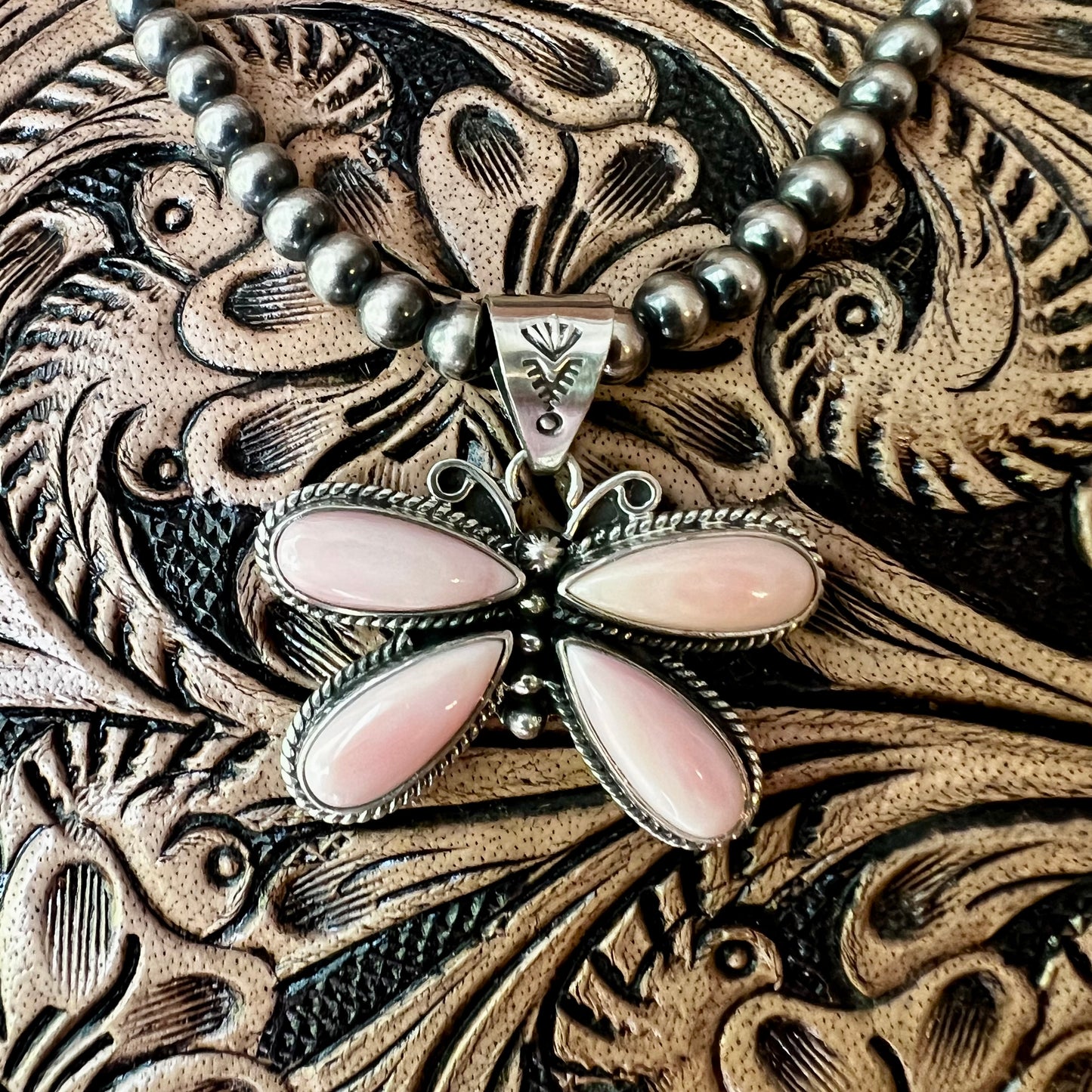 Pink Conch Butterfly Pendant
