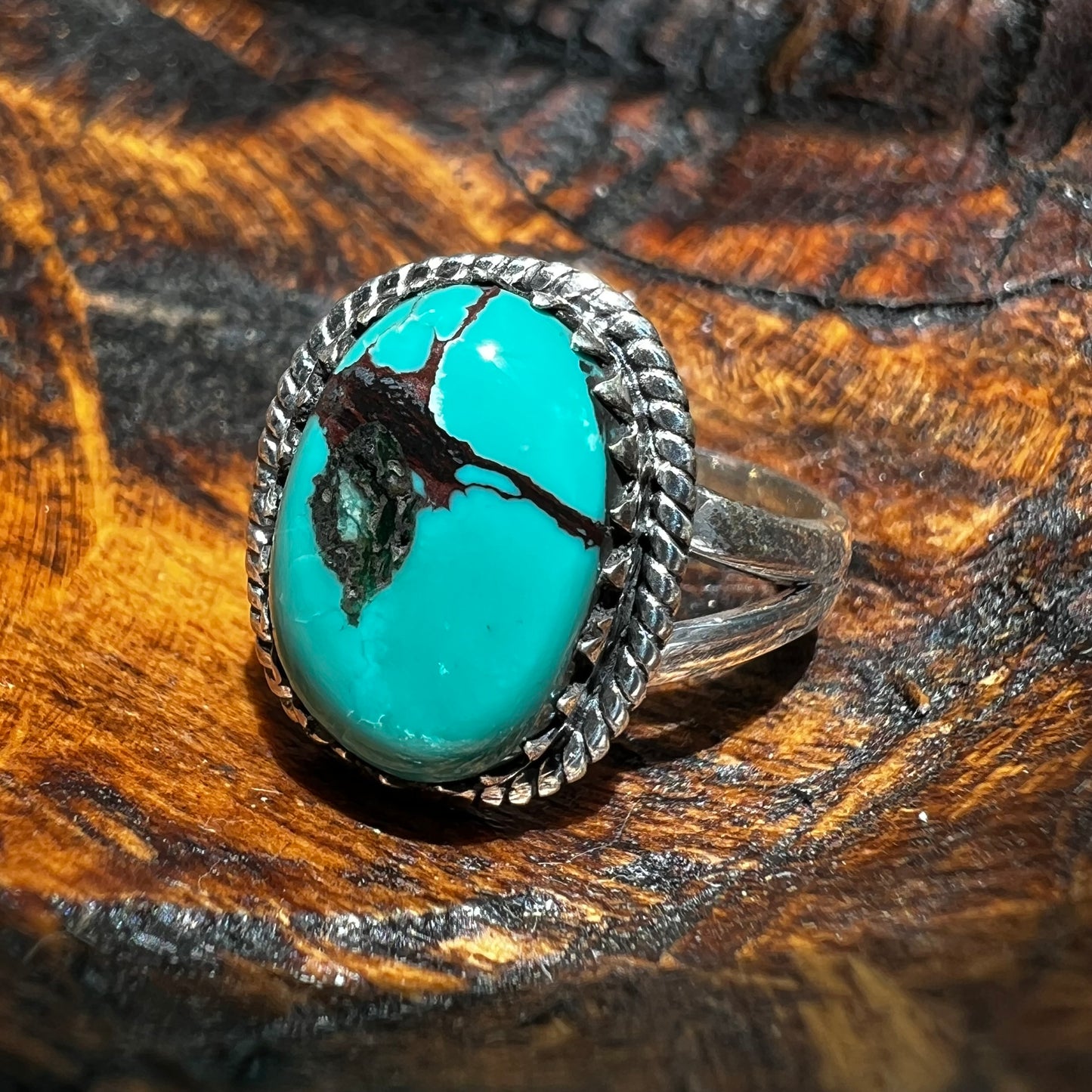 Sterling Silver Kingman Turquoise Ring Size 8